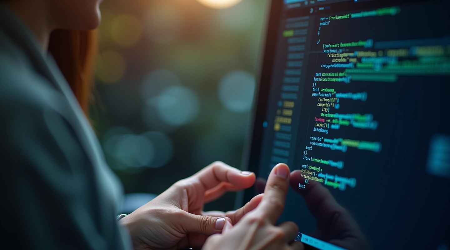 Python programavimas – nešiojamasis kompiuteris su Python kodu, šiuolaikinis biuras, natūrali šviesa